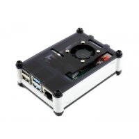 Pi4 Acryl-Gehäuse Schwarz/Weiß mit Lüfter
