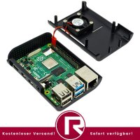Pi4 ABS Gehäuse Schwarz mit Lüfter