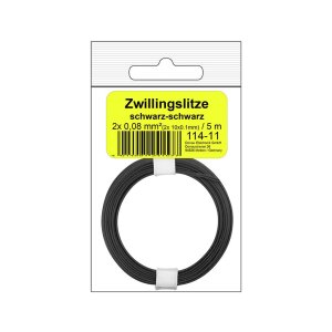 Zwillingslitze 0,08 mm² / 5 m schwarz-schwarz in SB