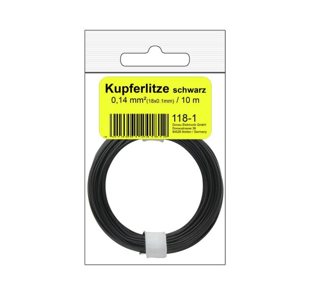 Kupferschalt Litze  0,14 mm² / 10 m / schwarz in SB Beutel