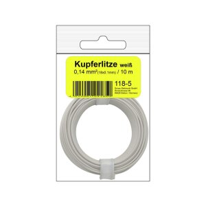 Kupferschalt Litze  0,14 mm² / 10 m / weiß in...