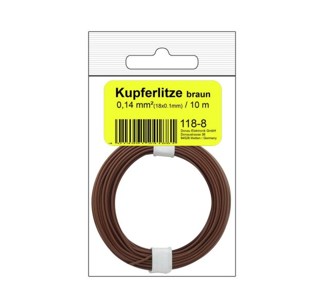 Kupferschalt Litze  0,14 mm² / 10 m / braun in SB Beutel