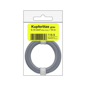 Kupferschalt Litze  0,14 mm² / 10 m / grau in SB Beutel