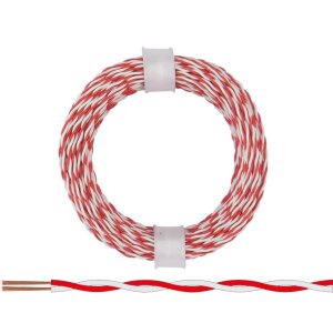Zwillingslitze 0,04 mm² / 10 m rot-weiß