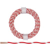 Zwillingslitze 0,04 mm² / 10 m rot-weiß