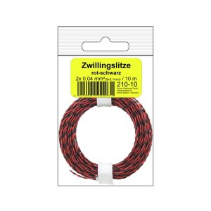 Zwillingslitze 0,04 mm² / 10 m rot-schwarz in SB