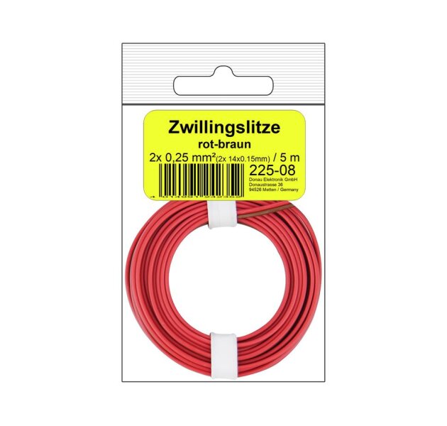 Zwillingslitze 0,25 mm² / 5 m rot-braun in SB