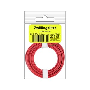 Zwillingslitze 0,25 mm² / 5 m rot-braun in SB