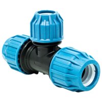 Jason T-Stück 90° PP 32 mm x 25 mm x 32 mm Klemm 16bar Schwarz/Blau DVGW/KIWA/WRAS/SVGW