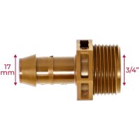 Rain Bird Adapter Kunststoff 3/4" x 17 mm Außengewinde x Tülle 3,5bar Braun Typ XFF17